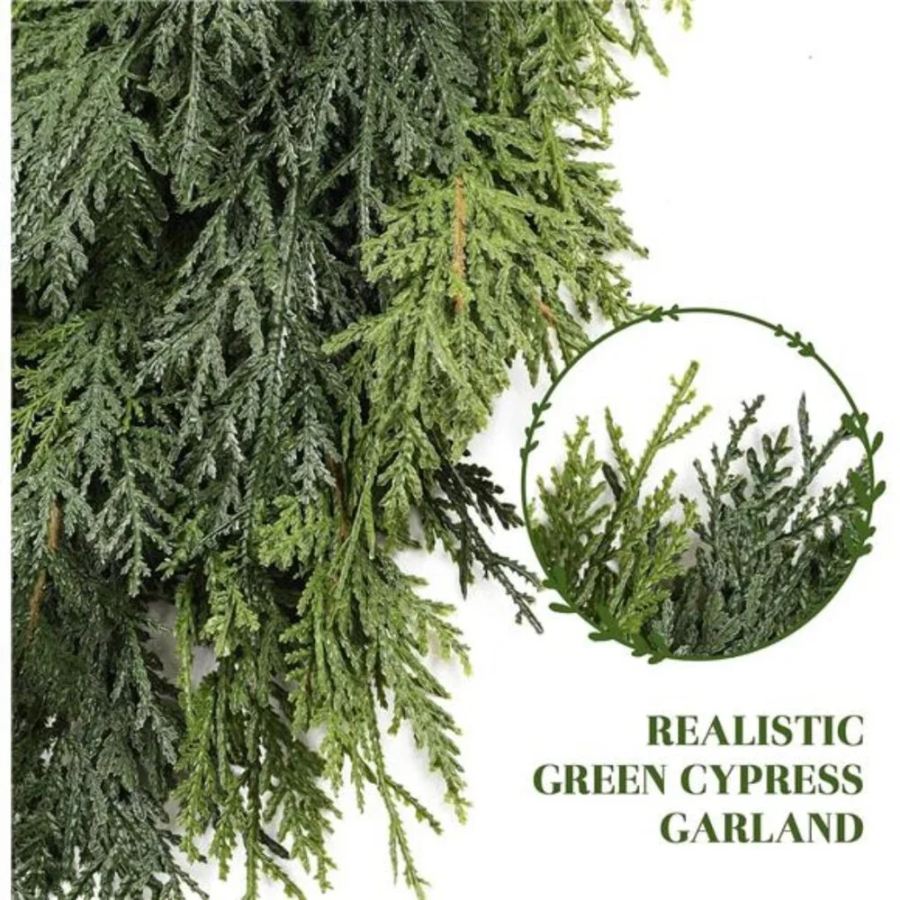 2 Pack 9FT Artificial Christmas Cedar Garland Decoration, Realistic